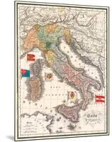 Carta D' Italia (Map of Italy) - Antique Style Italian Map Poster-null-Mounted Poster