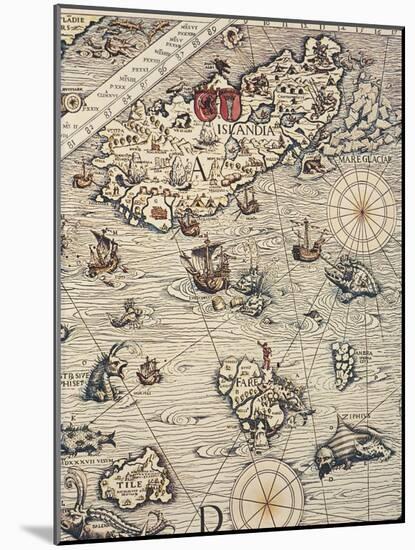 Carta Marina, Sea Map by Olaus Magnus, 1539-null-Mounted Giclee Print