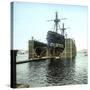 Cartagena (Spain), Ship in a Floating Dry Dock, Circa 1885-1890-Leon, Levy et Fils-Stretched Canvas