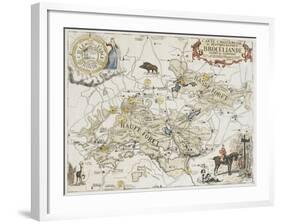 Carte chasseresse et mythologique de Brocéliande, forêt de Paimpont-null-Framed Giclee Print