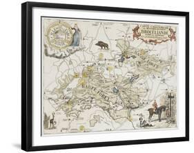 Carte chasseresse et mythologique de Brocéliande, forêt de Paimpont-null-Framed Giclee Print