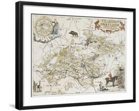 Carte chasseresse et mythologique de Brocéliande, forêt de Paimpont-null-Framed Giclee Print