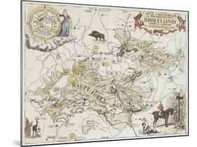 Carte chasseresse et mythologique de Brocéliande, forêt de Paimpont-null-Mounted Giclee Print