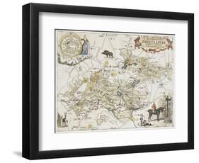 Carte chasseresse et mythologique de Brocéliande, forêt de Paimpont-null-Framed Giclee Print