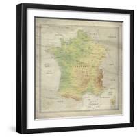 Carte de France-The Vintage Collection-Framed Giclee Print