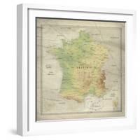 Carte de France-The Vintage Collection-Framed Giclee Print