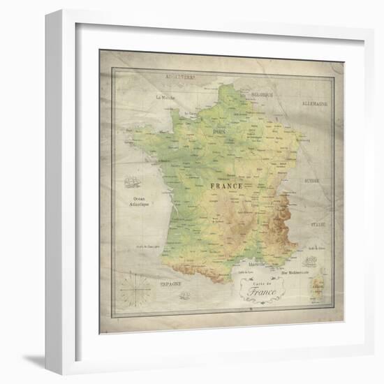 Carte de France-The Vintage Collection-Framed Giclee Print