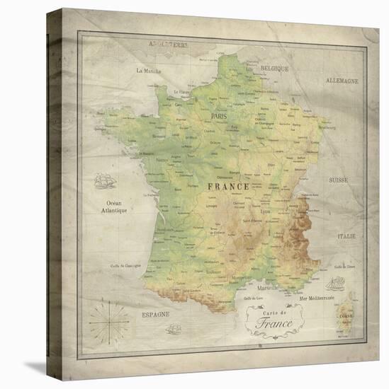 Carte de France-The Vintage Collection-Stretched Canvas