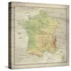 Carte de France-The Vintage Collection-Stretched Canvas