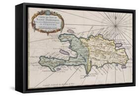 Carte de l'isle de Saint Domingue-null-Framed Stretched Canvas