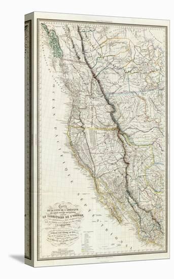 Carte de la Cote de l'Amerique, c.1844-Eugene Duflot De Mofras-Stretched Canvas