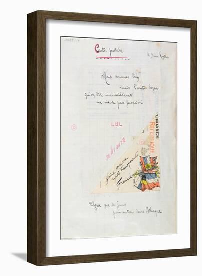 Carte-Postale, Poem Dedicated to Jean Royere from the Case D'Armons Collection, 1915-Guillaume Apollinaire-Framed Giclee Print