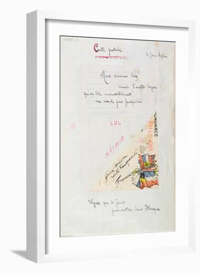 Carte-Postale, Poem Dedicated to Jean Royere from the Case D'Armons Collection, 1915-Guillaume Apollinaire-Framed Giclee Print