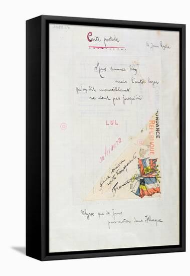 Carte-Postale, Poem Dedicated to Jean Royere from the Case D'Armons Collection, 1915-Guillaume Apollinaire-Framed Stretched Canvas