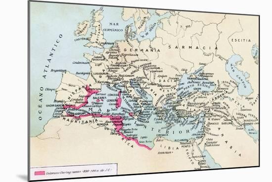 Carthagian Colonies and Area of Influence in the Mediterranean-null-Mounted Giclee Print