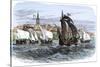 Cartier's Ships Leaving St. Malo, France, to Sail for North America, c.1530-null-Stretched Canvas