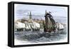 Cartier's Ships Leaving St. Malo, France, to Sail for North America, c.1530-null-Framed Stretched Canvas