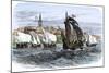 Cartier's Ships Leaving St. Malo, France, to Sail for North America, c.1530-null-Mounted Giclee Print
