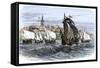 Cartier's Ships Leaving St. Malo, France, to Sail for North America, c.1530-null-Framed Stretched Canvas