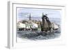 Cartier's Ships Leaving St. Malo, France, to Sail for North America, c.1530-null-Framed Giclee Print