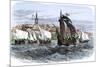 Cartier's Ships Leaving St. Malo, France, to Sail for North America, c.1530-null-Mounted Giclee Print