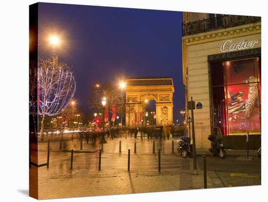 Cartier Store, Champs Elysees, and Arc De Triomphe, Paris, France, Europe-Marco Cristofori-Stretched Canvas