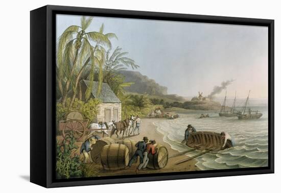 Carting and Putting Sugar Hogsheads on Board', Plate X from 'Ten Views in the Island of Antigua'-William Clark-Framed Stretched Canvas