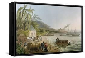 Carting and Putting Sugar Hogsheads on Board', Plate X from 'Ten Views in the Island of Antigua'-William Clark-Framed Stretched Canvas