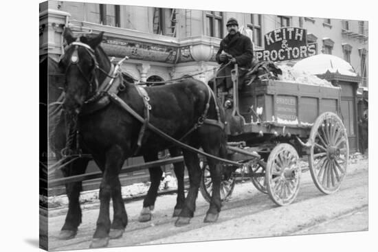 Carting Snow From New York Streets By Horse & Wagon-null-Stretched Canvas