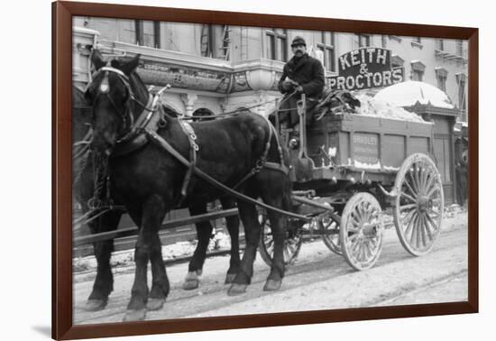 Carting Snow From New York Streets By Horse & Wagon-null-Framed Premium Giclee Print