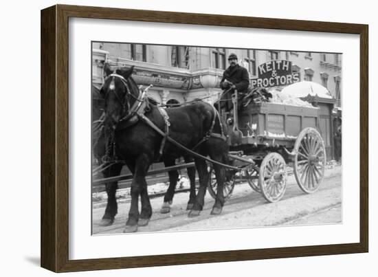 Carting Snow From New York Streets By Horse & Wagon-null-Framed Art Print