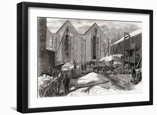 Carting the Ice at Mr Charles' Ice Stores-null-Framed Giclee Print