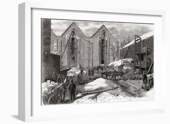 Carting the Ice at Mr Charles' Ice Stores-null-Framed Giclee Print