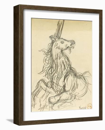 Carton 42. Etude de licorne pour les Chimères (?)-Gustave Moreau-Framed Giclee Print