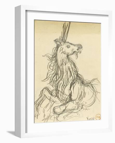 Carton 42. Etude de licorne pour les Chimères (?)-Gustave Moreau-Framed Giclee Print