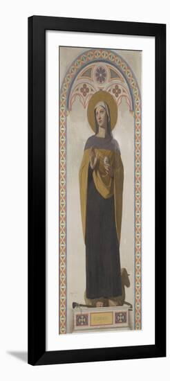 Carton pour les Vitraux de la chapelle Saint Louis à Dreux : Sainte Geneviève, patronne de Paris-Jean-Auguste-Dominique Ingres-Framed Premium Giclee Print