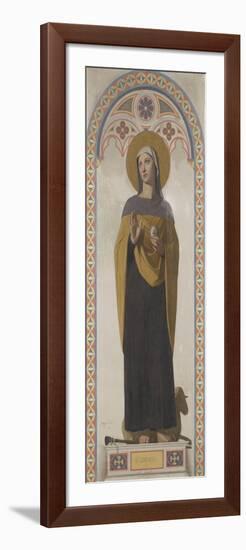 Carton pour les Vitraux de la chapelle Saint Louis à Dreux : Sainte Geneviève, patronne de Paris-Jean-Auguste-Dominique Ingres-Framed Giclee Print