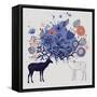 Cartoon Abstract Background with Deers and Floral Themes-smilewithjul-Framed Stretched Canvas