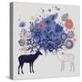 Cartoon Abstract Background with Deers and Floral Themes-smilewithjul-Stretched Canvas