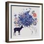 Cartoon Abstract Background with Deers and Floral Themes-smilewithjul-Framed Art Print