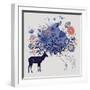 Cartoon Abstract Background with Deers and Floral Themes-smilewithjul-Framed Art Print