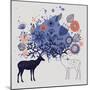 Cartoon Abstract Background with Deers and Floral Themes-smilewithjul-Mounted Art Print