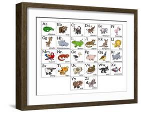 Cartoon Animal Alphabet Chart-Krisdog-Framed Art Print