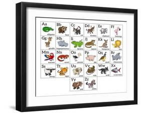 Cartoon Animal Alphabet Chart-Krisdog-Framed Art Print