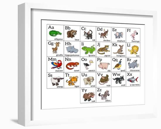 Cartoon Animal Alphabet Chart-Krisdog-Framed Art Print