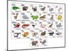 Cartoon Animal Alphabet Chart-Krisdog-Mounted Art Print