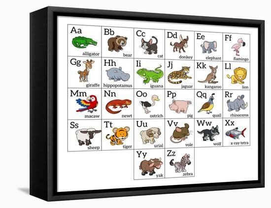 Cartoon Animal Alphabet Chart-Krisdog-Framed Stretched Canvas