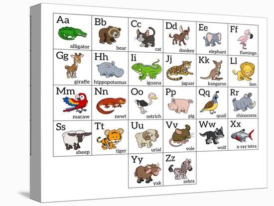 Cartoon Animal Alphabet Chart-Krisdog-Stretched Canvas