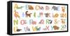 Cartoon Animals Alphabet for Kids. Learn Letters with Funny Animal, Zoo ABC and English Alphabet Fo-Tetiana Lazunova-Framed Stretched Canvas