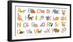 Cartoon Animals Alphabet for Kids. Learn Letters with Funny Animal, Zoo ABC and English Alphabet Fo-Tetiana Lazunova-Framed Photographic Print